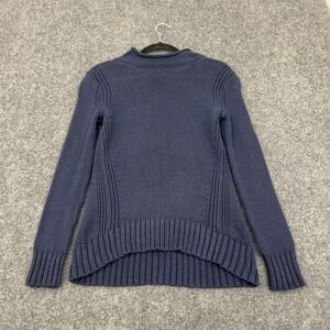J Crew Sweater Oarsman Womens XS Blue Cotton Mock Neck Pullover Preppy Classic